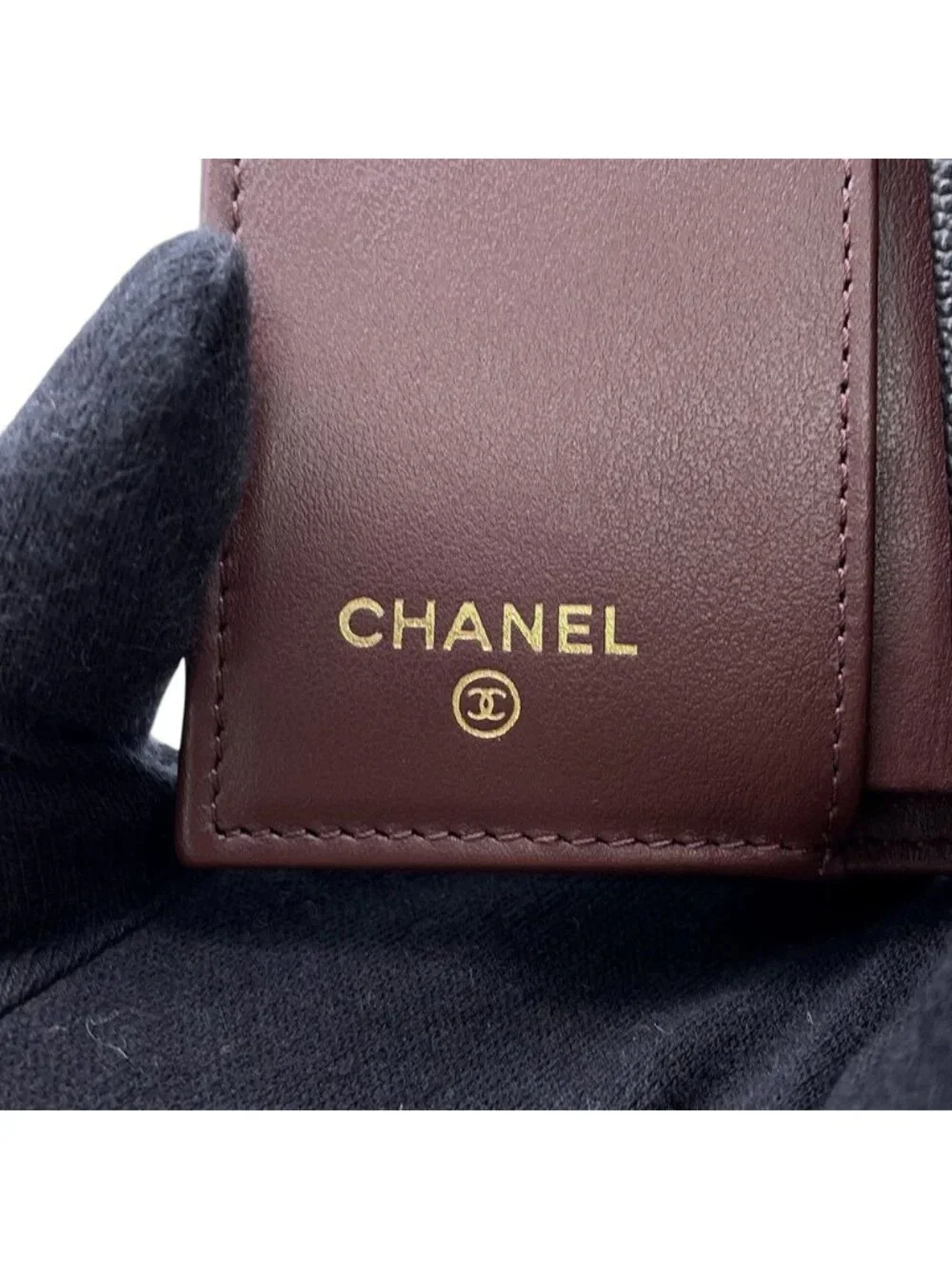Chanel Trifold Wallet Quilted CC Logo Classic Small Flap Caviar Leather Black